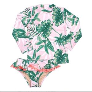 🌴 Shade Critters Tropical Pink Palm rash guard set 2T